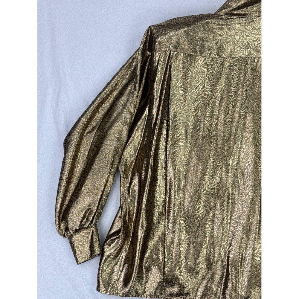 Jerri Sherman Saks Fifth Avenue Vintage Gold Metallic Paisley‎ Blouse Sz 8 - Picture 10 of 12